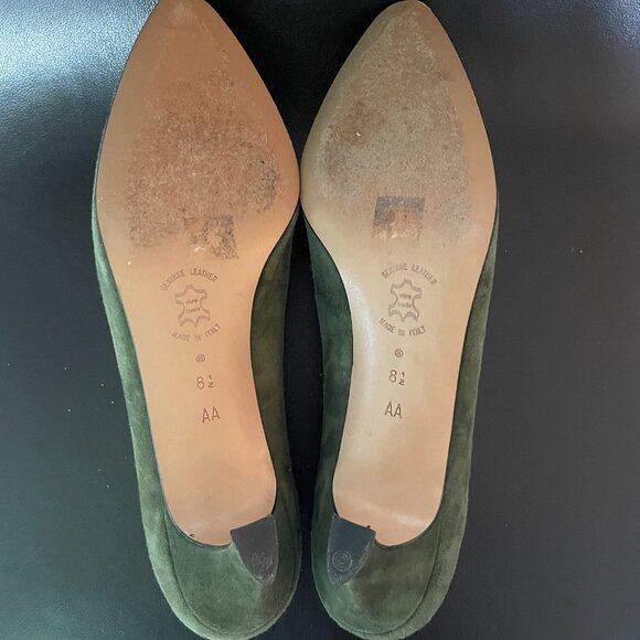 Vintage Amalfi Sage Green Suede Kitten Heel Pumps-Size 8.5AA-Italy - Picture 5 of 9
